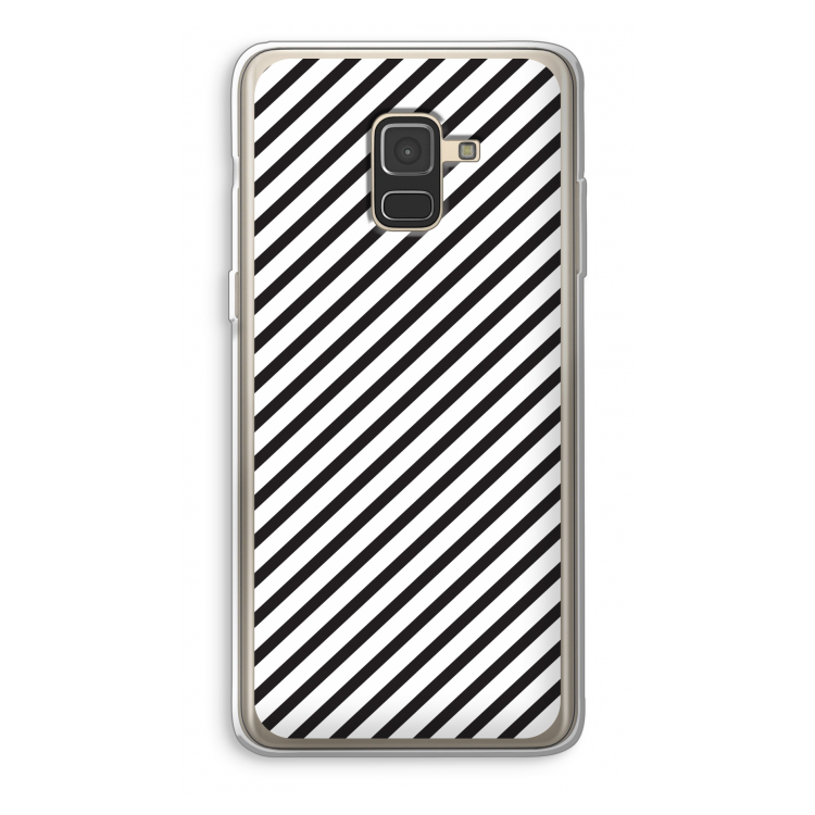 Strepen zwart-wit: Samsung Galaxy A8 (2018) Transparant Hoesje