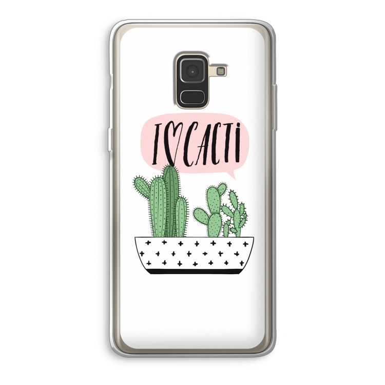 I love cacti: Samsung Galaxy A8 (2018) Transparant Hoesje