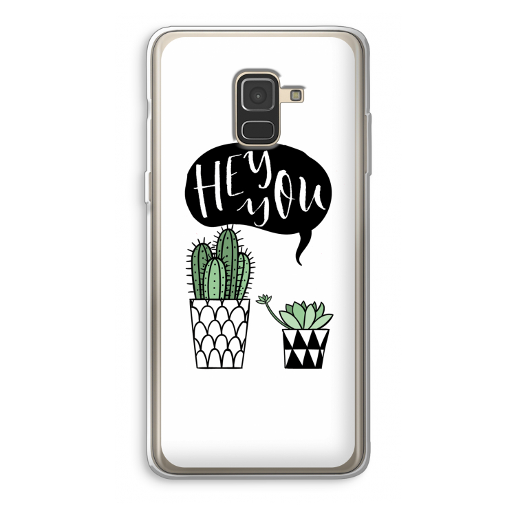 Hey you cactus: Samsung Galaxy A8 (2018) Transparant Hoesje