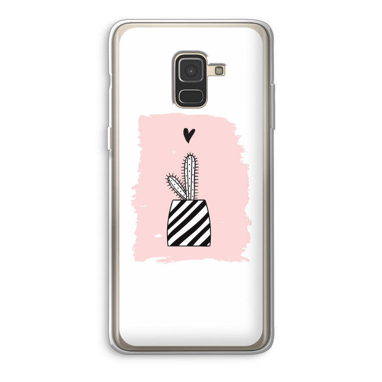 Zwart-wit cactus: Samsung Galaxy A8 (2018) Transparant Hoesje