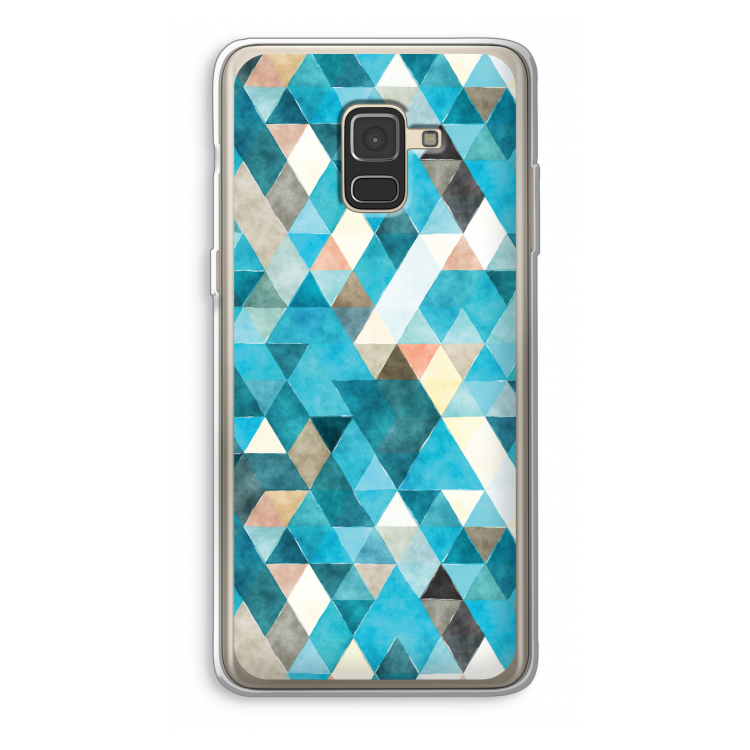 Gekleurde driehoekjes blauw: Samsung Galaxy A8 (2018) Transparant Hoesje