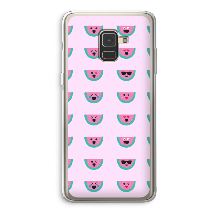 Smiley watermeloenprint: Samsung Galaxy A8 (2018) Transparant Hoesje