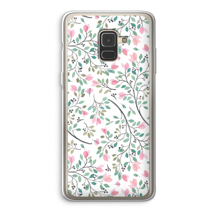 Sierlijke bloemen: Samsung Galaxy A8 (2018) Transparant Hoesje