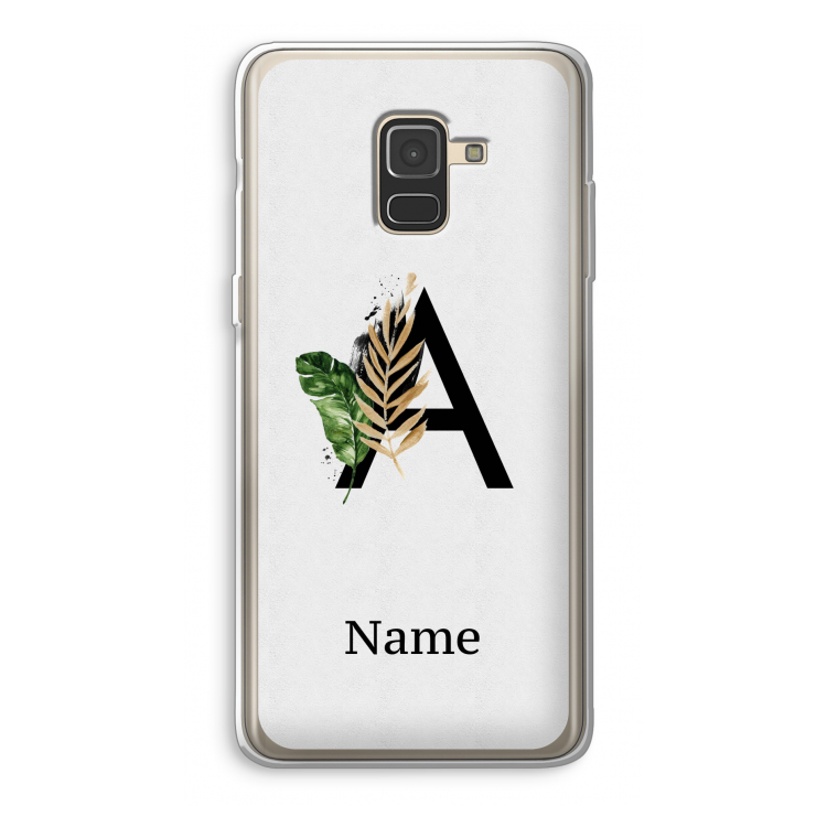 Charcoal Flora: Samsung Galaxy A8 (2018) Transparant Hoesje