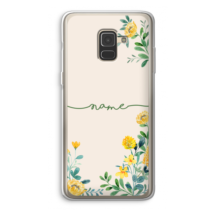 Gele bloemen: Samsung Galaxy A8 (2018) Transparant Hoesje