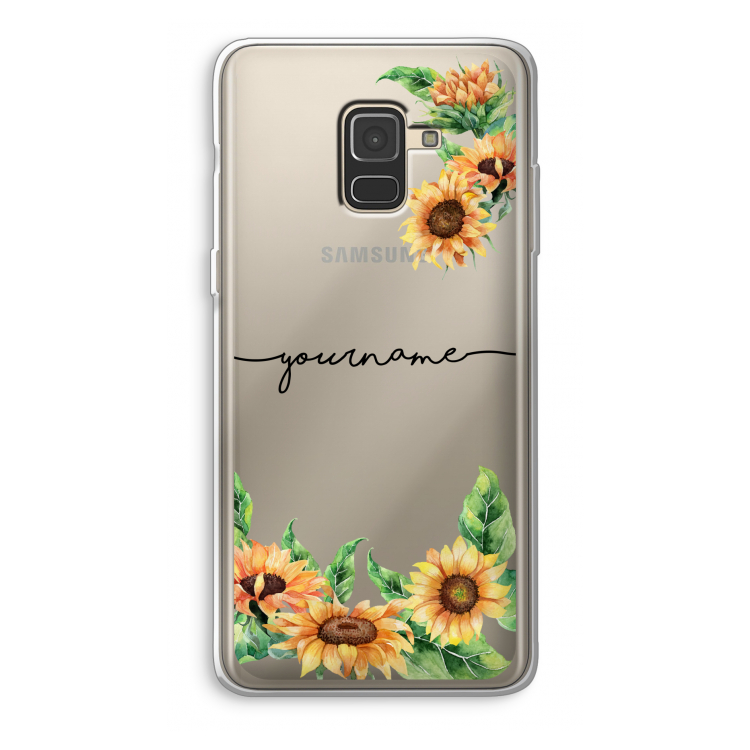 Zonnebloemen: Samsung Galaxy A8 (2018) Transparant Hoesje