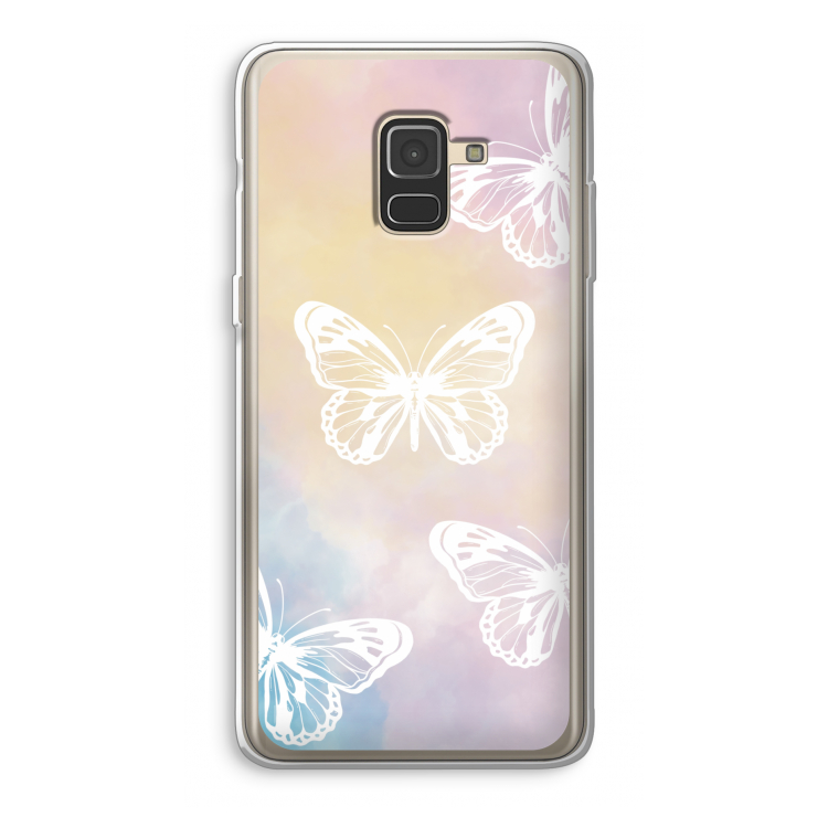 White butterfly: Samsung Galaxy A8 (2018) Transparant Hoesje