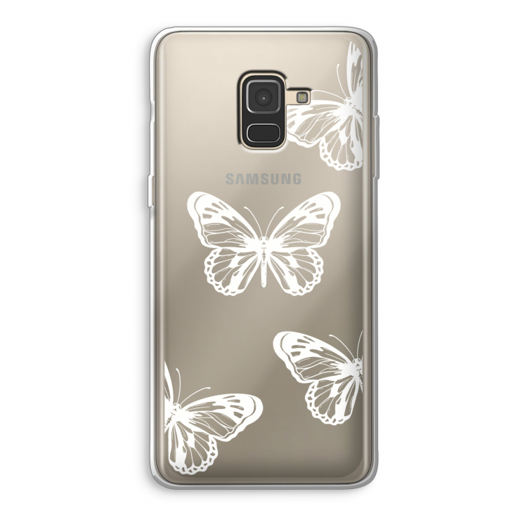 White butterfly: Samsung Galaxy A8 (2018) Transparant Hoesje