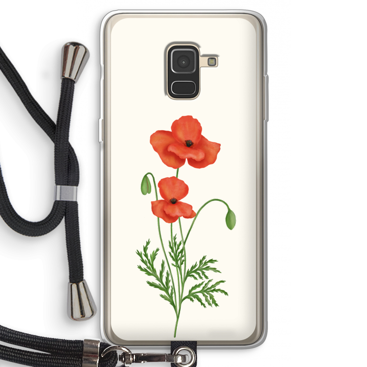 Red poppy: Samsung Galaxy A8 (2018) Transparant Hoesje met koord