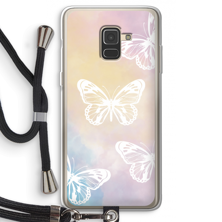 White butterfly: Samsung Galaxy A8 (2018) Transparant Hoesje met koord