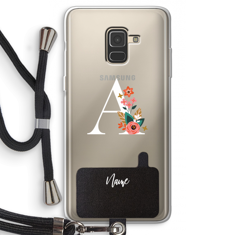 Pink Bouquet: Samsung Galaxy A8 (2018) Transparant Hoesje met koord