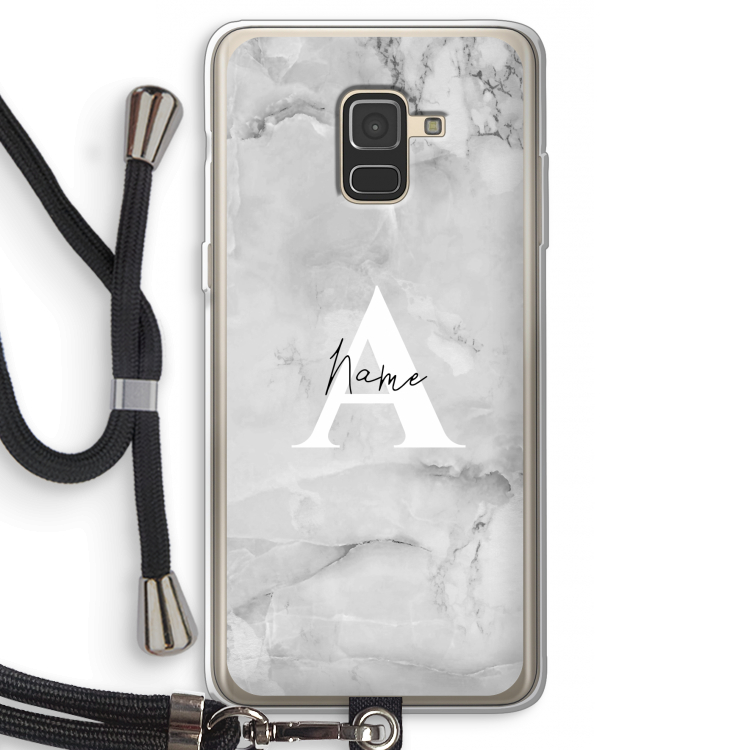 Ivory Marble: Samsung Galaxy A8 (2018) Transparant Hoesje met koord