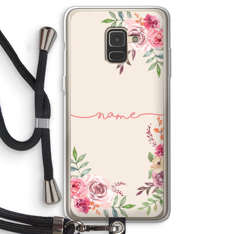 Rozen: Samsung Galaxy A8 (2018) Transparant Hoesje met koord