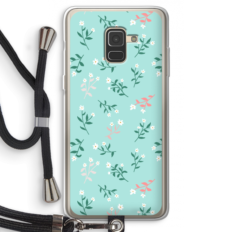 Small white flowers: Samsung Galaxy A8 (2018) Transparant Hoesje met koord