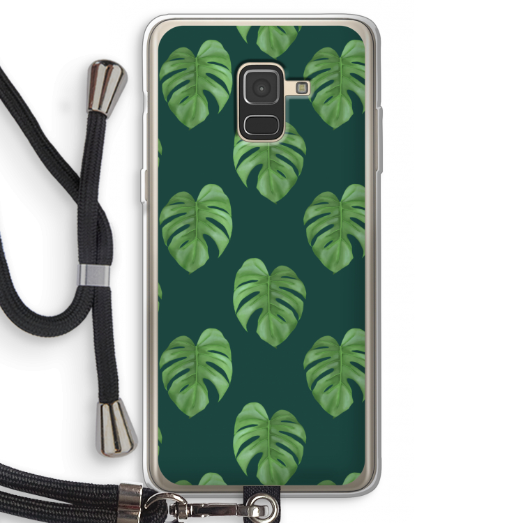 Monstera leaves: Samsung Galaxy A8 (2018) Transparant Hoesje met koord
