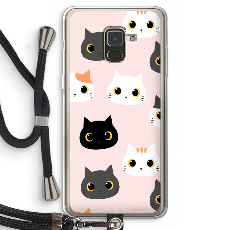 Katten: Samsung Galaxy A8 (2018) Transparant Hoesje met koord