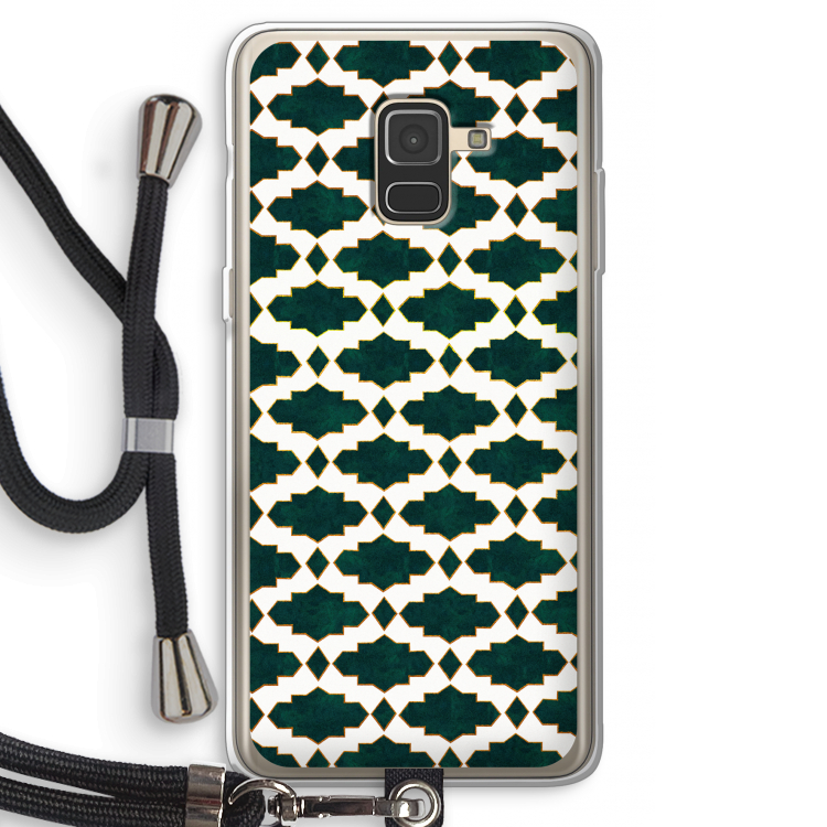 Moroccan tiles: Samsung Galaxy A8 (2018) Transparant Hoesje met koord