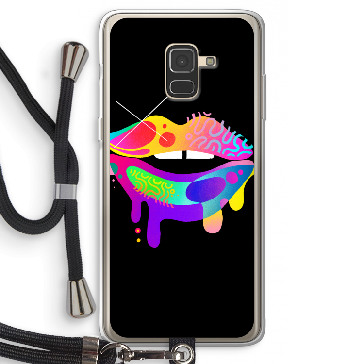 Lip Palette: Samsung Galaxy A8 (2018) Transparant Hoesje met koord