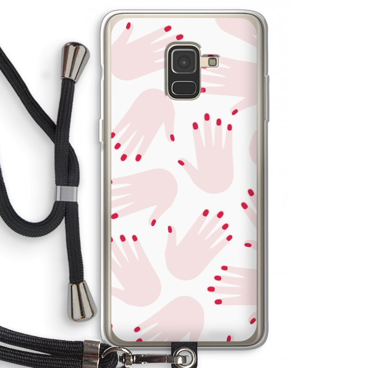 Hands pink: Samsung Galaxy A8 (2018) Transparant Hoesje met koord