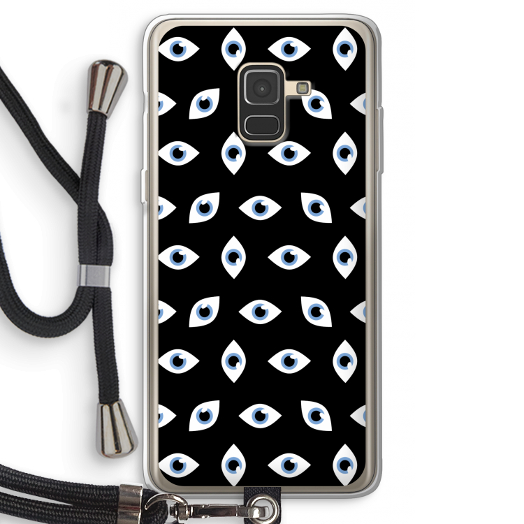 Eyes pattern: Samsung Galaxy A8 (2018) Transparant Hoesje met koord