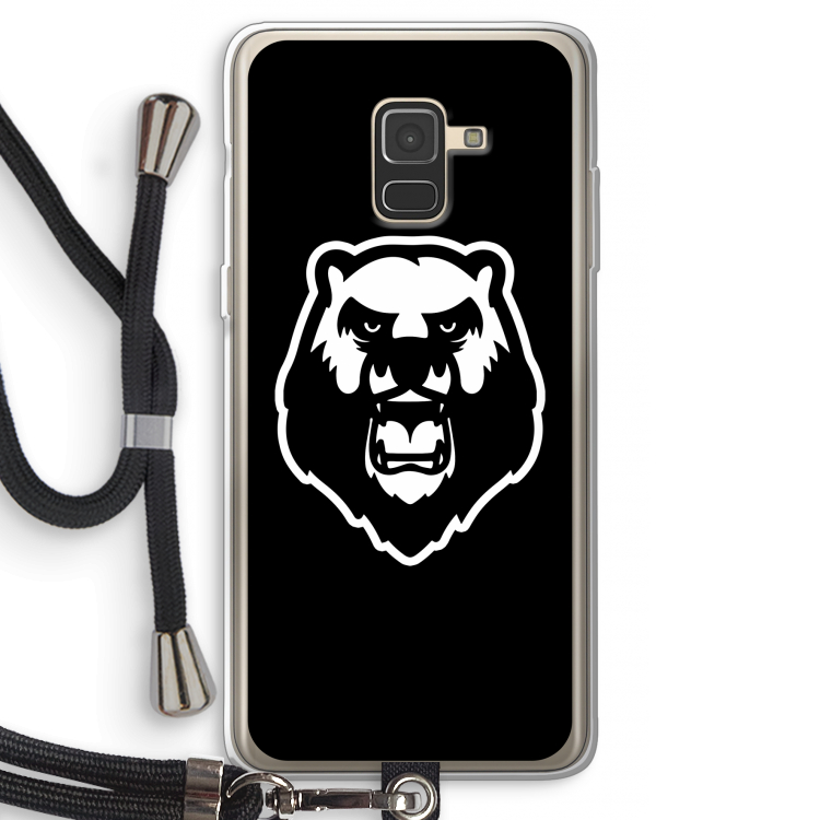 Angry Bear (black): Samsung Galaxy A8 (2018) Transparant Hoesje met koord