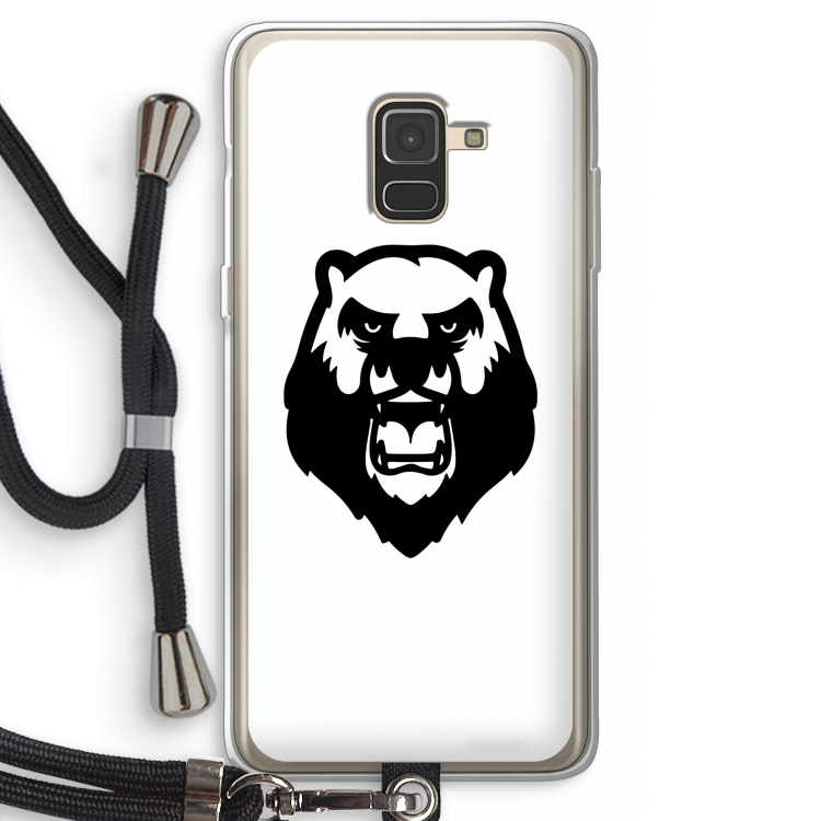 Angry Bear (white): Samsung Galaxy A8 (2018) Transparant Hoesje met koord