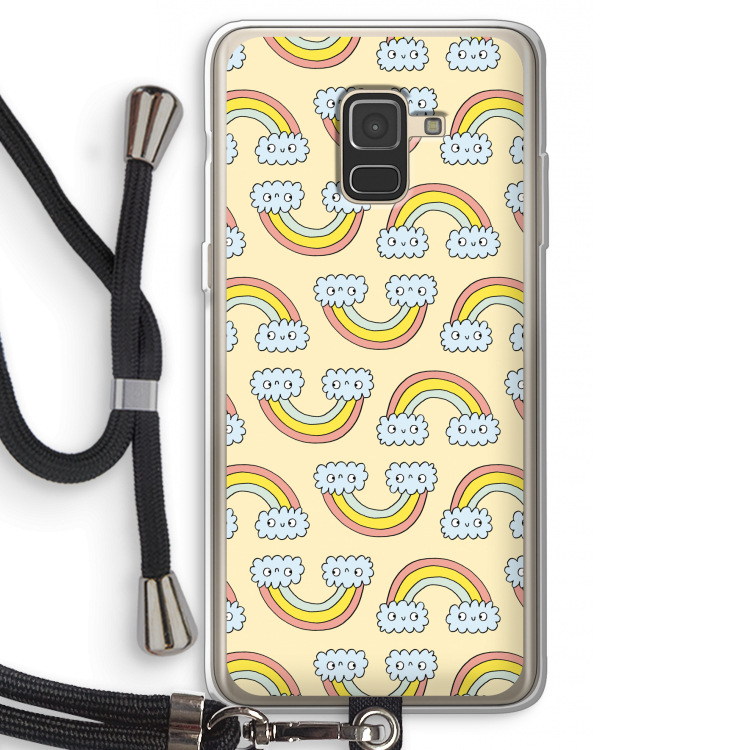 Regenboog: Samsung Galaxy A8 (2018) Transparant Hoesje met koord