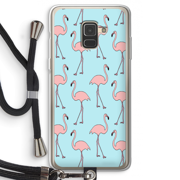Anything Flamingoes: Samsung Galaxy A8 (2018) Transparant Hoesje met koord