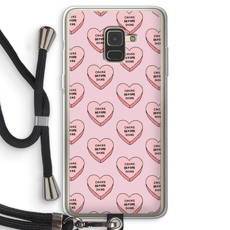 Chicks before dicks: Samsung Galaxy A8 (2018) Transparant Hoesje met koord