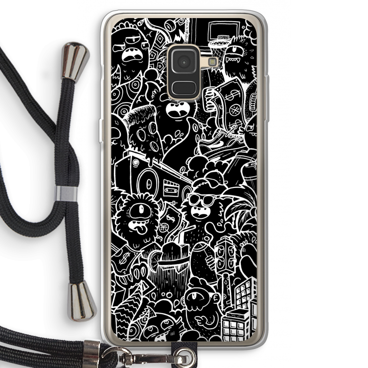 Vexx Black City : Samsung Galaxy A8 (2018) Transparant Hoesje met koord
