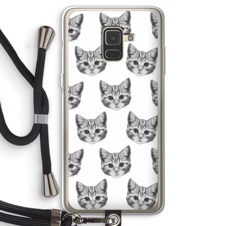 Kitten: Samsung Galaxy A8 (2018) Transparant Hoesje met koord