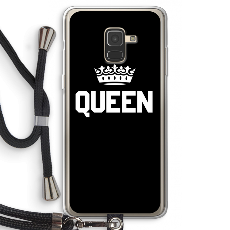 Queen zwart: Samsung Galaxy A8 (2018) Transparant Hoesje met koord
