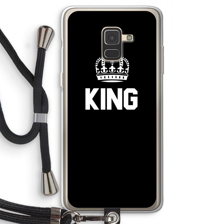 King zwart: Samsung Galaxy A8 (2018) Transparant Hoesje met koord