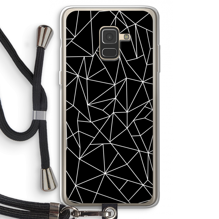 Geometrische lijnen wit: Samsung Galaxy A8 (2018) Transparant Hoesje met koord