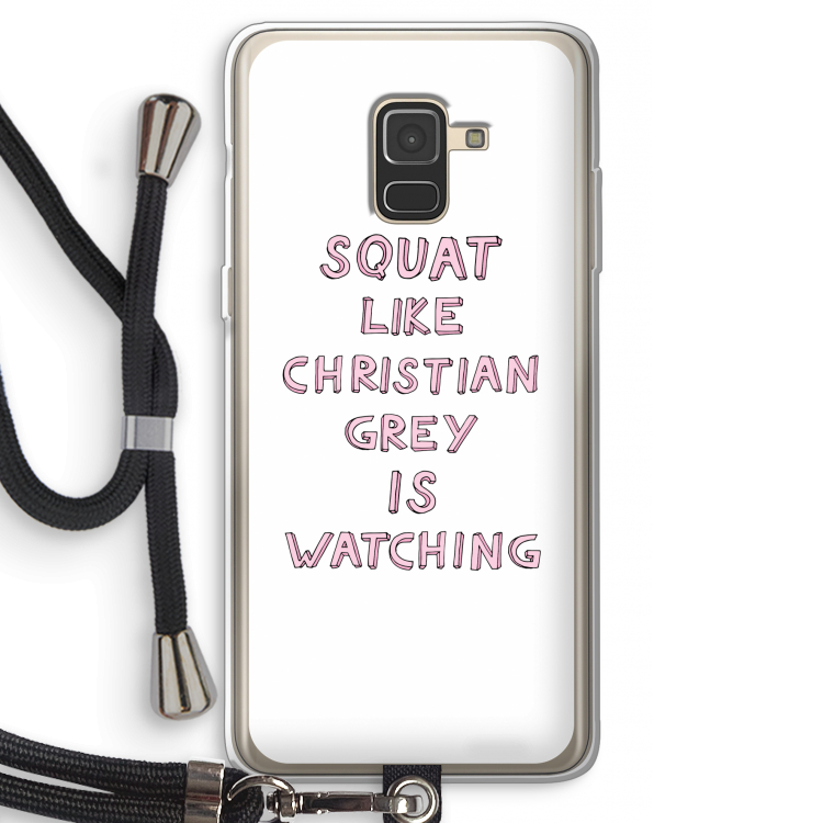 Christian Grey: Samsung Galaxy A8 (2018) Transparant Hoesje met koord