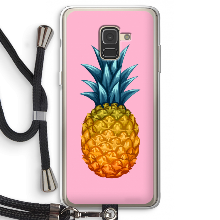 Grote ananas: Samsung Galaxy A8 (2018) Transparant Hoesje met koord