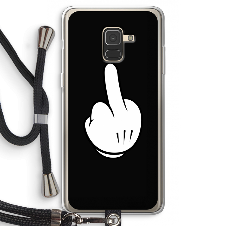 Middle finger black: Samsung Galaxy A8 (2018) Transparant Hoesje met koord