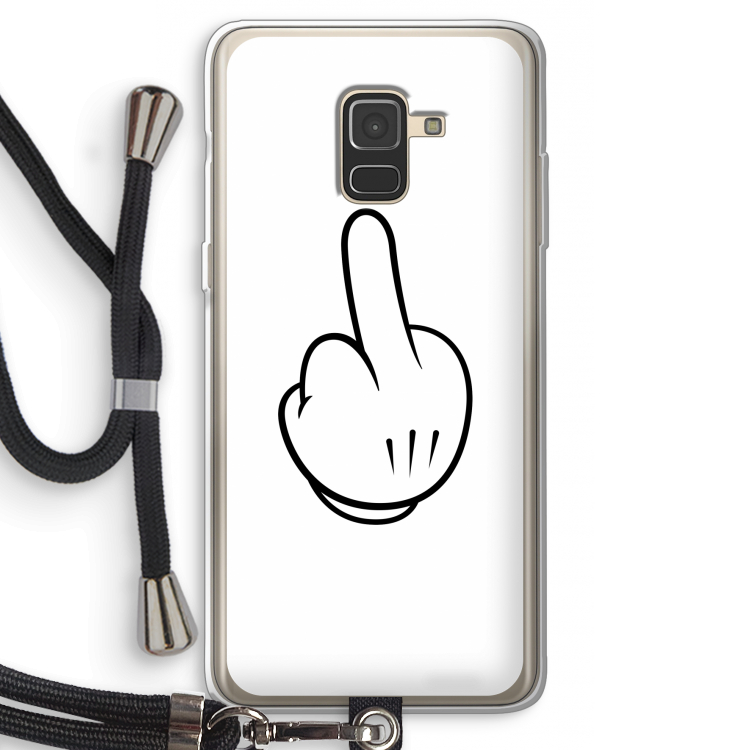 Middle finger white: Samsung Galaxy A8 (2018) Transparant Hoesje met koord