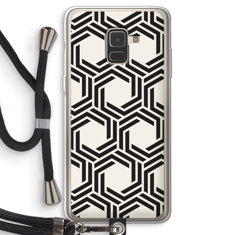 Geometrisch patroon: Samsung Galaxy A8 (2018) Transparant Hoesje met koord