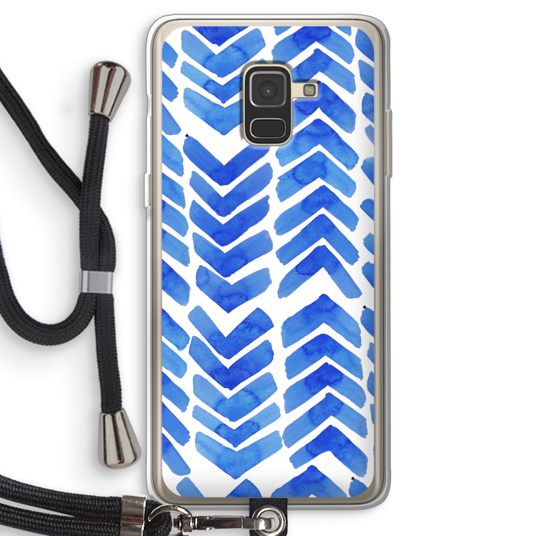 Blauwe pijlen: Samsung Galaxy A8 (2018) Transparant Hoesje met koord