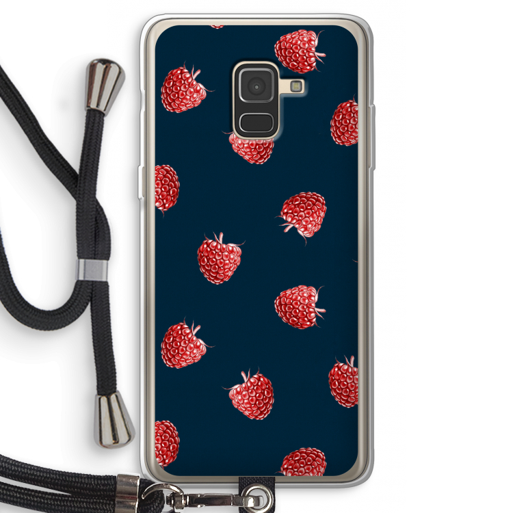 Framboosjes: Samsung Galaxy A8 (2018) Transparant Hoesje met koord