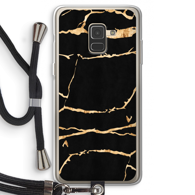 Gouden marmer: Samsung Galaxy A8 (2018) Transparant Hoesje met koord