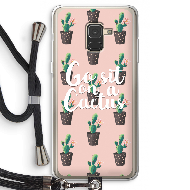 Cactus quote: Samsung Galaxy A8 (2018) Transparant Hoesje met koord