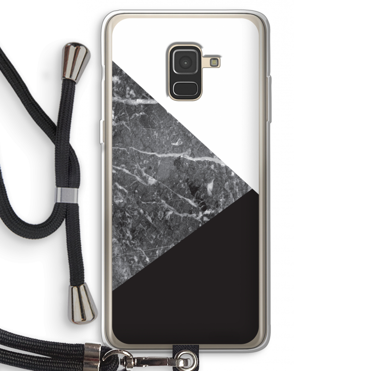 Combinatie marmer: Samsung Galaxy A8 (2018) Transparant Hoesje met koord