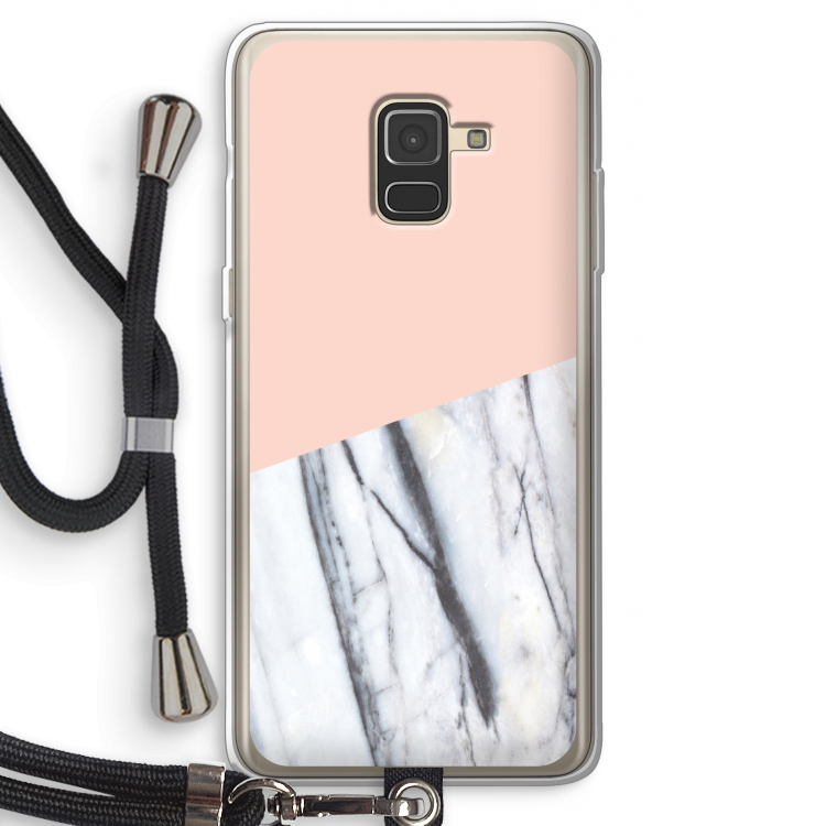 A touch of peach: Samsung Galaxy A8 (2018) Transparant Hoesje met koord