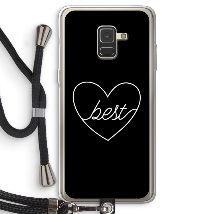 Best heart black: Samsung Galaxy A8 (2018) Transparant Hoesje met koord