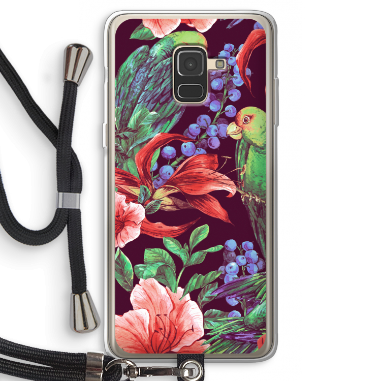 Papegaaien: Samsung Galaxy A8 (2018) Transparant Hoesje met koord