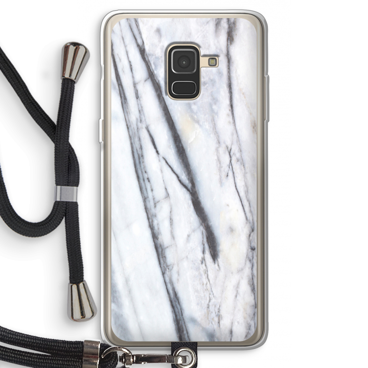 Gestreepte marmer: Samsung Galaxy A8 (2018) Transparant Hoesje met koord