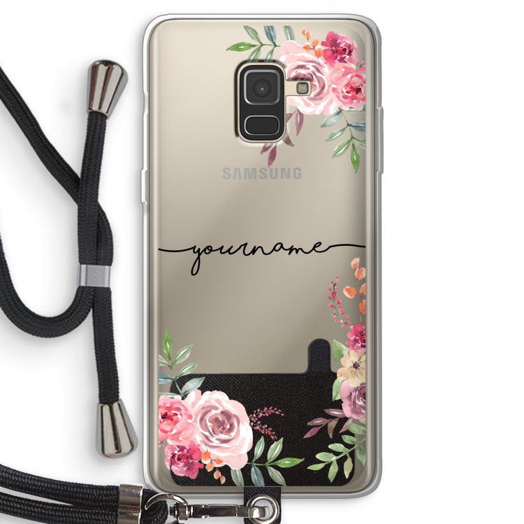 Rozen: Samsung Galaxy A8 (2018) Transparant Hoesje met koord