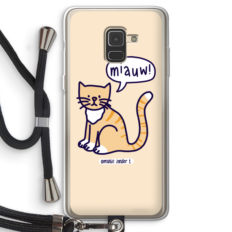 Miauw: Samsung Galaxy A8 (2018) Transparant Hoesje met koord